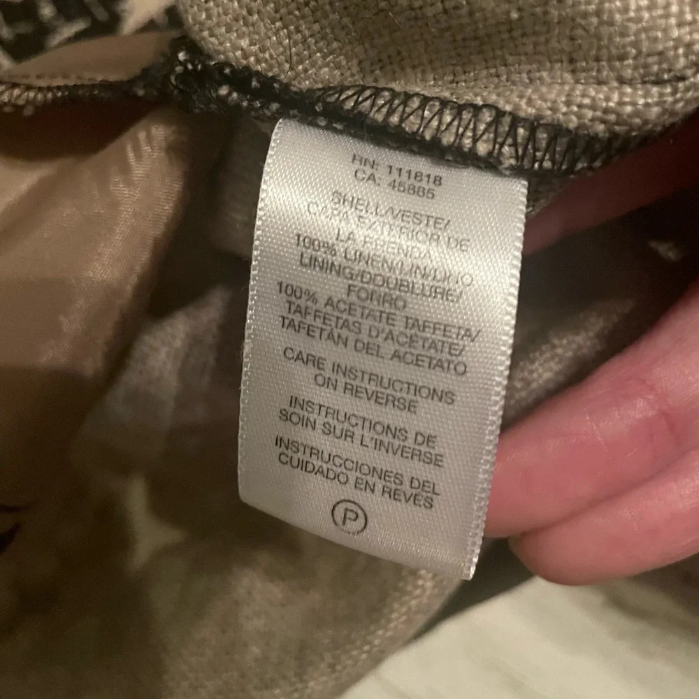 Michael Kors Linen Floral Cap Sleeve Dress-Khaki/Black size 6‎ - Picture 2 of 7